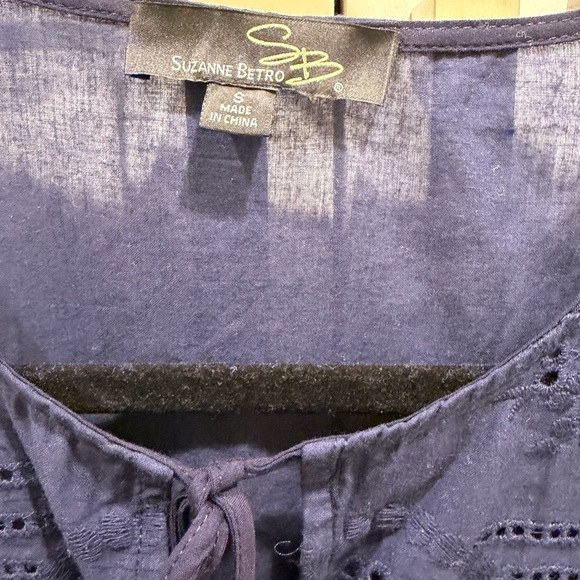 Suzanne Betro Navy Eyelet Blouse - Picture 4 of 5